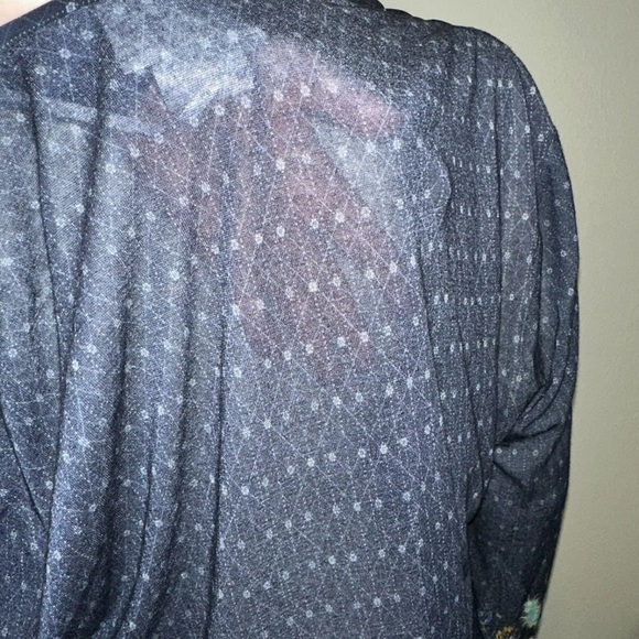 CAMILLA *Natures Nectar* blue floral silk boho long casual jacket w pockets S/M - Picture 11 of 14